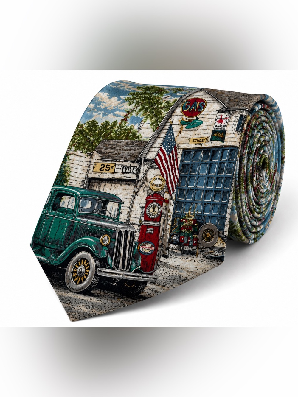 Vintage Americana Graphic Neck Tie  Luxe Old Money Quiet Luxury Preppy Novelty